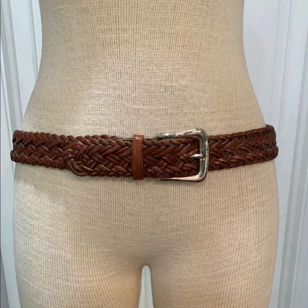 Fossil leather braided woven boho festival sz L belt